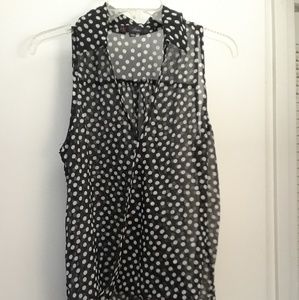 Size L Sheer Polka Dot Sleeveless Top NWOT